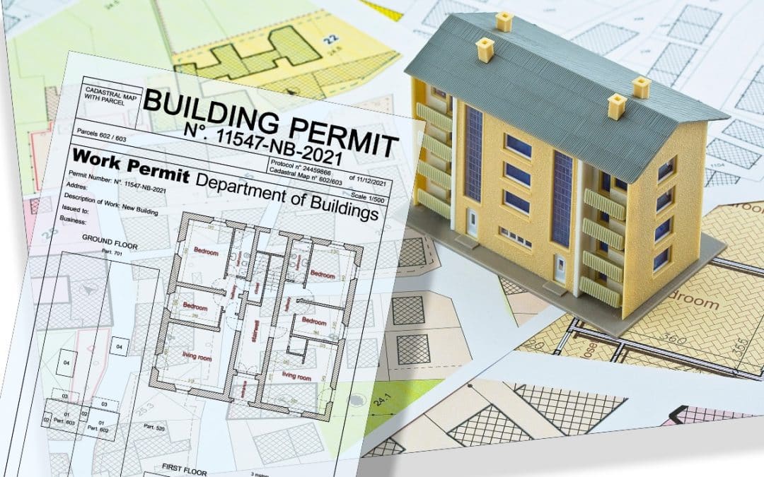 concept de permis de construire avec plan urbain et un batiment